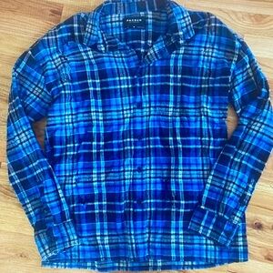 PacSun Blue Plaid Long Sleeve Shirt